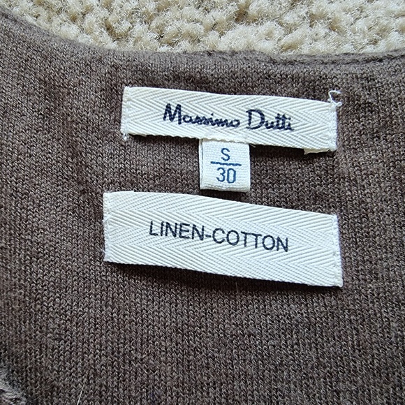 Massimo Dutti Maxi Dress Sz S Knit Khaki/Brown linen-cotton - Picture 3 of 8
